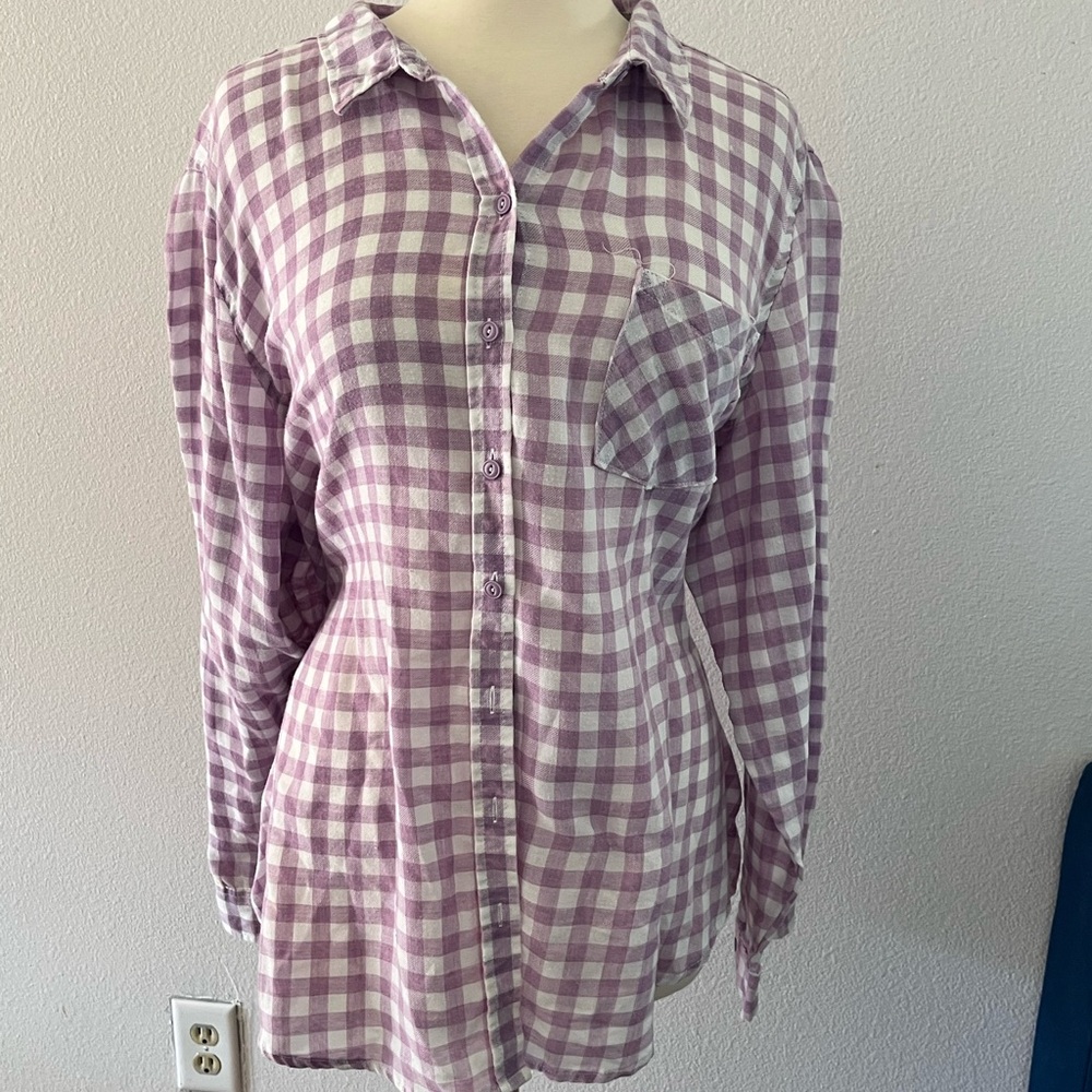 Purple Checkered Button-Up Shirt